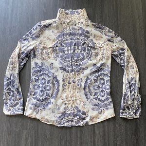 Tory Burch Floral Button Down Top, Size 6
